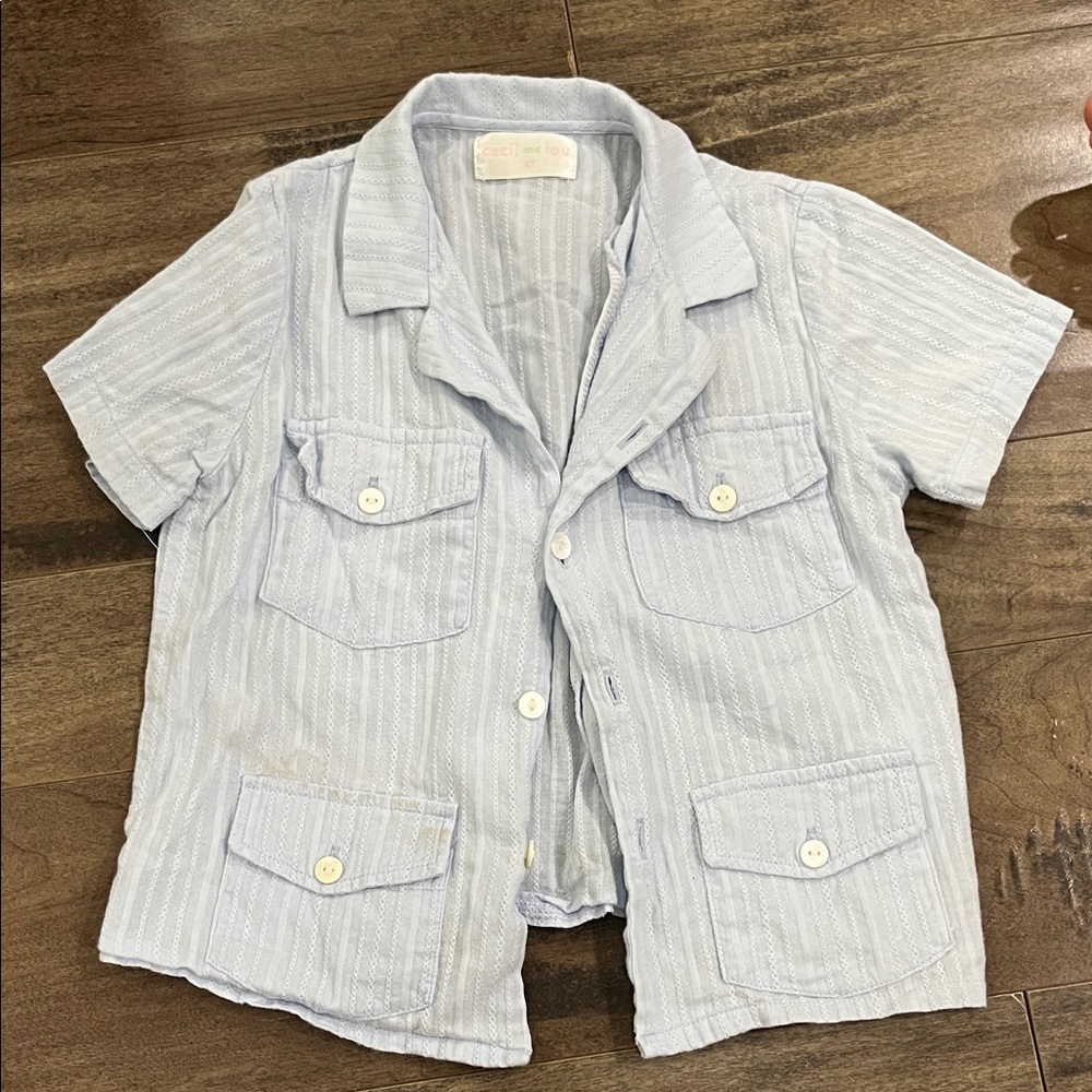 Cecil and Lou guayabera light blue button down shirt